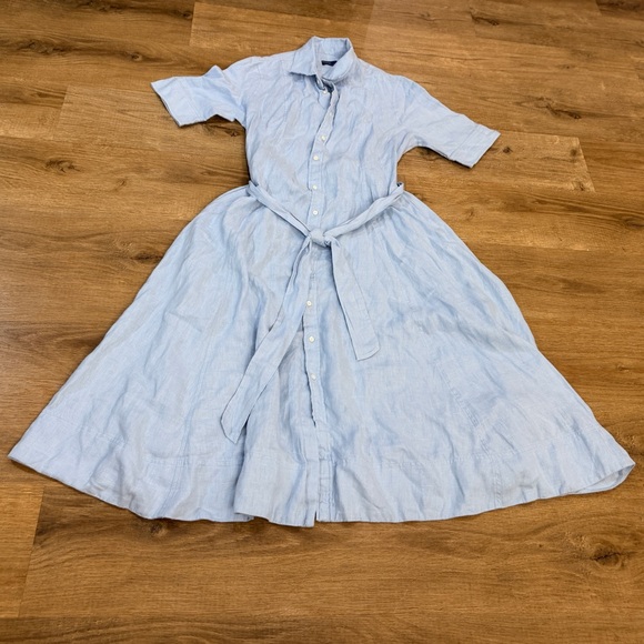 Belted Linen A-Line Shirtdress Midi Polo Ralph Lauren - Picture 10 of 16